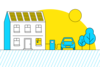 Auto die aan de laadpaal staat. De laadpaal is aan het huis verbonden.