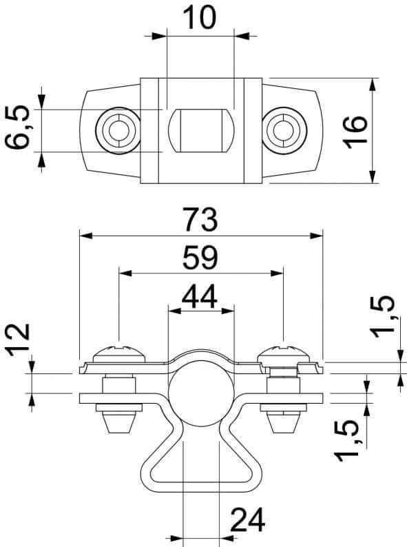 OBO-afstandsklem 733 ALU 36-44 mm