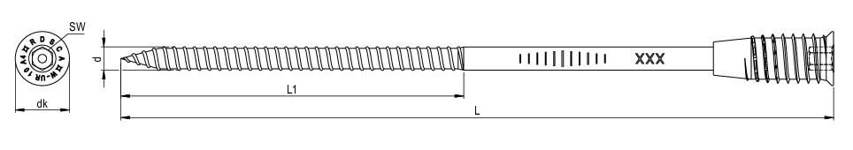 K2 RDS-CA afstandsschroef 10 x 270 mm