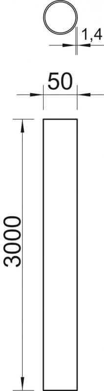 OBO aluminium buis Ø50, 3000 mm, zonder schroefdraad