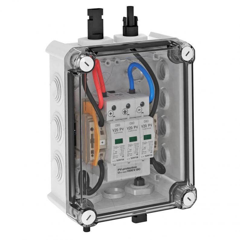 OBO Generatoranschlusskasten Typ 2 mit MC4-Stecker für 1 x 1 String